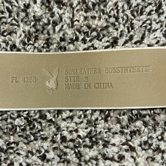 Playboy belt small bunny white silver rhinestones buckle vintage y2k size S - Picture 3 of 6